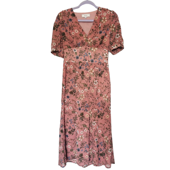 Rihoas Beautiful Floral Print Peasant Button Up Midi/Maxi Dress - Picture 6 of 6